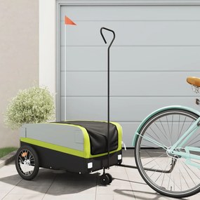 vidaXL Reboque para bicicleta 45 kg ferro preto e verde