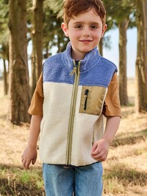 Colete sem mangas em sherpa para menino multicolor