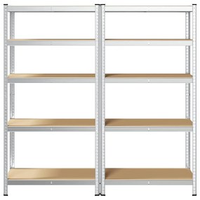 Prateleiras de armazenamento de 5 camadas 2 pcs aço prateado