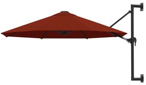 vidaXL Guarda-sol montar na parede c/ mastro metálico 300 cm terracota