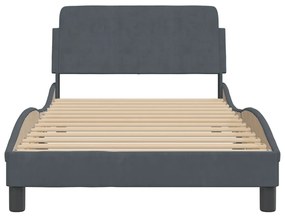 Estrutura de cama c/ cabeceira 100x200cm veludo cinzento-escuro