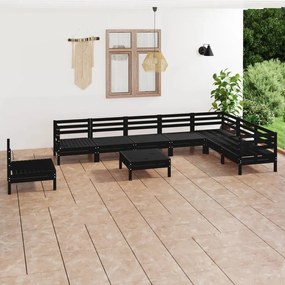vidaXL 9 pcs conjunto lounge de jardim pinho maciço preto