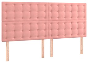 Cabeceira de cama c/ luzes LED veludo 200x5x118/128 cm rosa