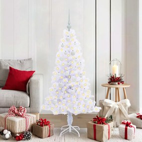 vidaXL Árvore de Natal Artificial com 150 LEDs Branco 150 cm PVC e Aço