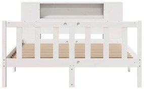Cama com estante sem colchão 140x200 cm pinho maciço branco