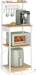 Armario de cozinha 40 x 45 x 140 cm com tomadas cor de carvalho dourado e branco nuvem