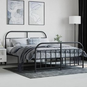 Estrutura de cama com cabeceira e pés 140x200 cm metal preto
