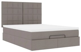 Estrutura de cama otomana com colchão tecido cinzento 140x200cm