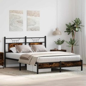 Estrutura de cama s/ colchão derivados madeira carvalho fumado