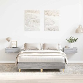 vidaXL Estrutura de cama sem colchão 135x190 cm cinza sonoma