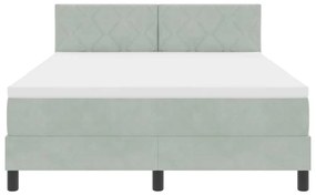 Cama Box com Colchão vidaXL Cinza Claro 140x190 cm Veludo