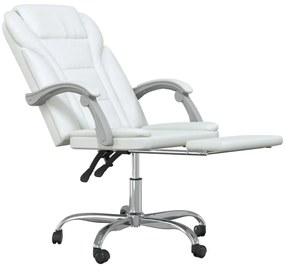 Cadeira de escritório reclinável couro artificial branco