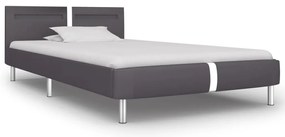 Estrutura de cama c/ LEDs 90x200 cm couro artificial cinzento