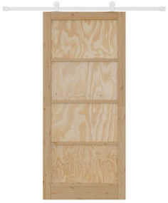 Porta Deslizante com Conjunto de Ferragens 93x211 cm de Madeira Maciça