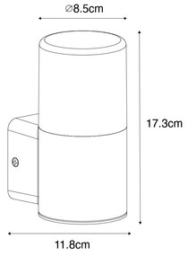 Candeeiro de parede moderno para exterior preto com abajur fumê IP44 - Odense Moderno