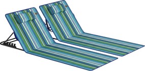 Outsunny Conjunto de 2 Espreguiçadeiras de Praia com Encosto Regulável, Dobráveis e Leves, com Travesseiro e Bolsa de Armazenamento | Aosom Portugal