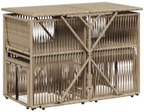 7 pcs conjunto de jantar p/ jardim com almofadões vime PE bege