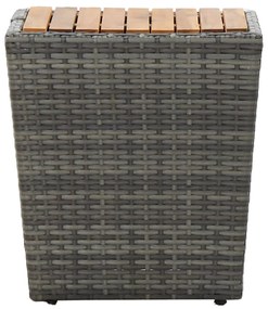 Mesa de chá 41,5x41,5x43 cm vime PE e acácia maciça cinzento