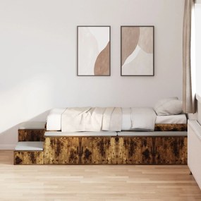 Cama de Armazenamento Carvalho Fumado 75x190 cm