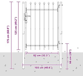 Portão de Cerca Cinzeto 100 x 120 cm Aço com Revestimento em Pó