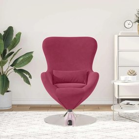 Cadeira Egg de Veludo Vermelho Vinho da