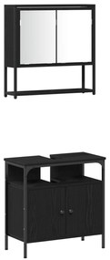 Conjunto de Móveis para Banheiro com 4 Peças - Carvalho Preto