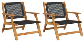 vidaXL Móveis de Jardim 2 pcs Preto 67 x 78 x 73cm