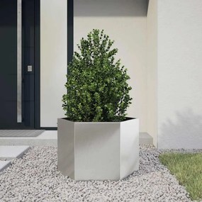 vidaXL Vaso/floreira de jardim hexagonal 69x60x45 cm aço inoxidável