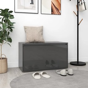 vidaXL Banco de corredor 80x40x45 cm contraplacado cinza brilhante