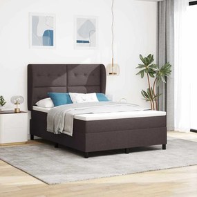 Cama Box com Colchão vidaXL em Marrom Escuro, 140x190 cm, Tecido