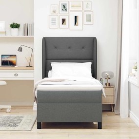 Cama Box com Colchão Cinza Escuro 90x200 cm