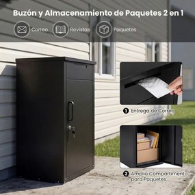 Caixa correio para encomendas exterior 45 x 44 x 86 cm em aço galvanizado com fechadura codificada, painel antirroubo e à prova de água, para alpendre