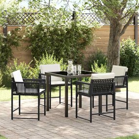 vidaXL Conjunto de Jantar para Jardim 5 pcs Preto vime PE