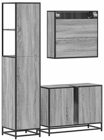3 pcs Conjunto móveis casa de banho madeira proc. cinza sonoma