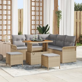 Conjunto de Sofás de Jardim vidaXL com Almofadas Bege Rattan Poliaknia