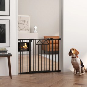 Barreira de Segurança Extensível para Animais de Estimação com Fecho Automático e Sistema de Duplo Bloqueio 74-100x76 cm Preto