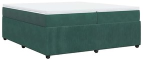 Cama com molas/colchão 200x200 cm veludo verde-escuro