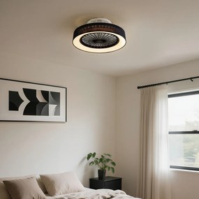 Ventilador de teto preto com efeito estrela 47cm Incl. LED regulável com controle remoto - Emily