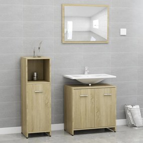 vidaXL 3 pcs conj. móveis casa de banho contrapl. cor carvalho sonoma