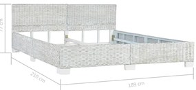 Estrutura de cama 180x200 cm vime genuíno cinzento