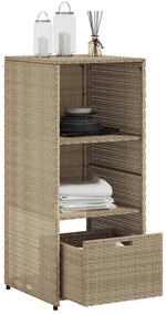 Armário de arrumação para jardim 50x55x115 cm vime PE bege