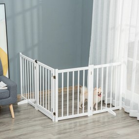 Barreira para Cães Dobrável Barreira para Cães Pequenos e Médios de 4 Painéis com Porta para Escadas e Corredores 237,5x36x80 cm Branco