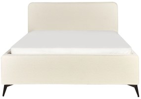 Cama de casal em tecido bouclé creme 160 x 200 cm VALOGNES Beliani