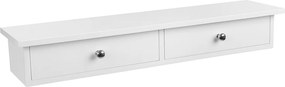 Prateleira de parede 2 gavetas 65 x 15 x 10 cm branco