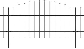 Cerca de jardim com topo em lanças (0,75-1)x8,5 m aço preto