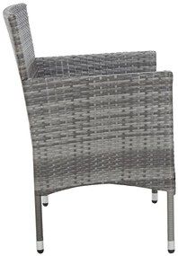 4 pcs conjunto lounge de jardim c/ almofadões vime PE cinzento