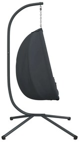 Cadeira forma de ovo suspensa c/ suporte tecido/aço antracite