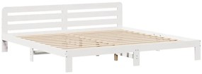 Cama sem colchão 200x200 cm madeira de pinho maciça branco