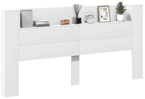 Armário de cabeceira com luzes LED 200x16,5x103,5 cm branco