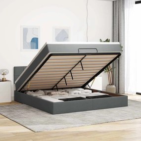 vidaXL Estrutura de cama otomana com colchão tecido cinzento escuro